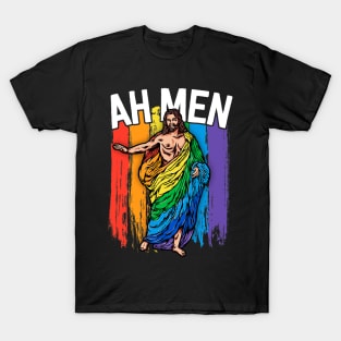 Ah Gay Jesus Funny LGBTQ Gifts Rainbow T-Shirt